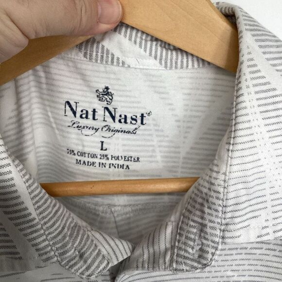 Men's Nat Nast Cotton Blend Short Sleeve Polo Shirt white/gray large - Picture 3 of 7